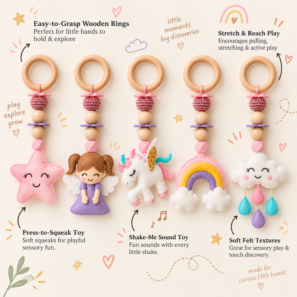 Fairytale Dreams – Unicorn Wooden Baby Play Gym With Mat 🦄