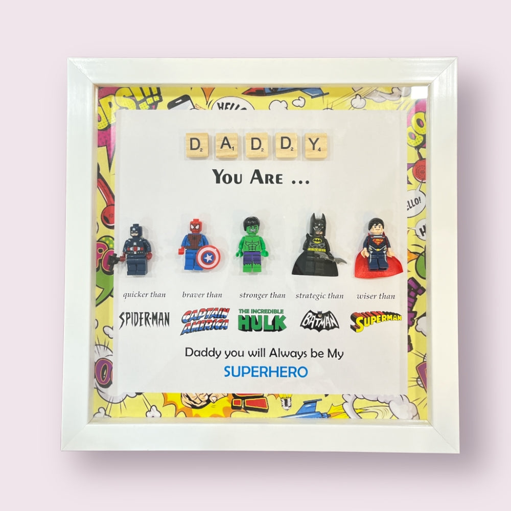 Father's Day 3D Lego Superhero Shadow Box Frame (5 Legos)