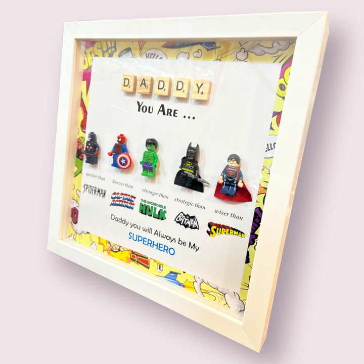 Father's Day 3D Lego Superhero Shadow Box Frame (5 Legos)