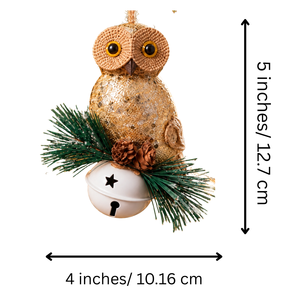 Festive Owl & Jingle Bell  Tree Ornament