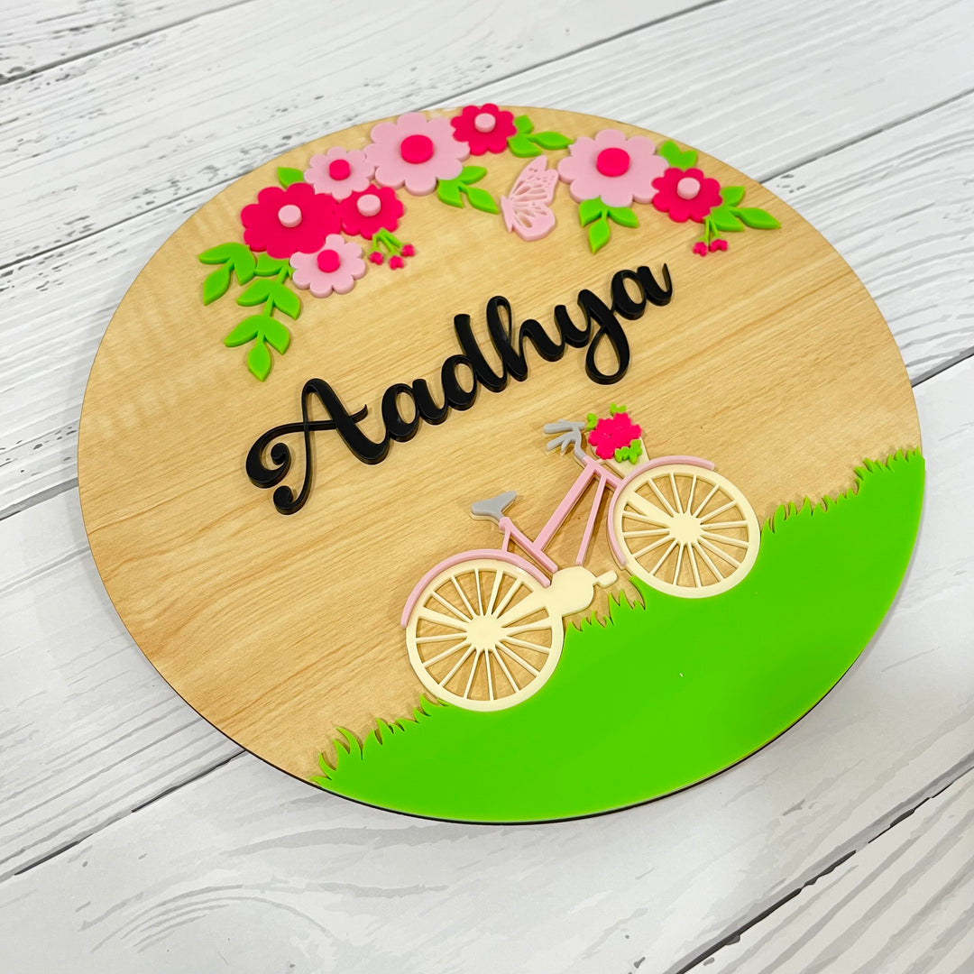 Floral Pedal Name Plaque