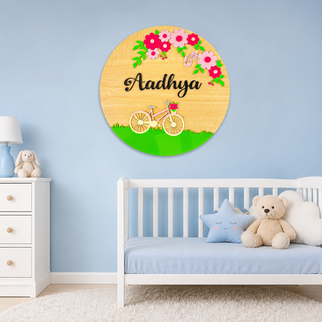 Floral Pedal Name Plaque
