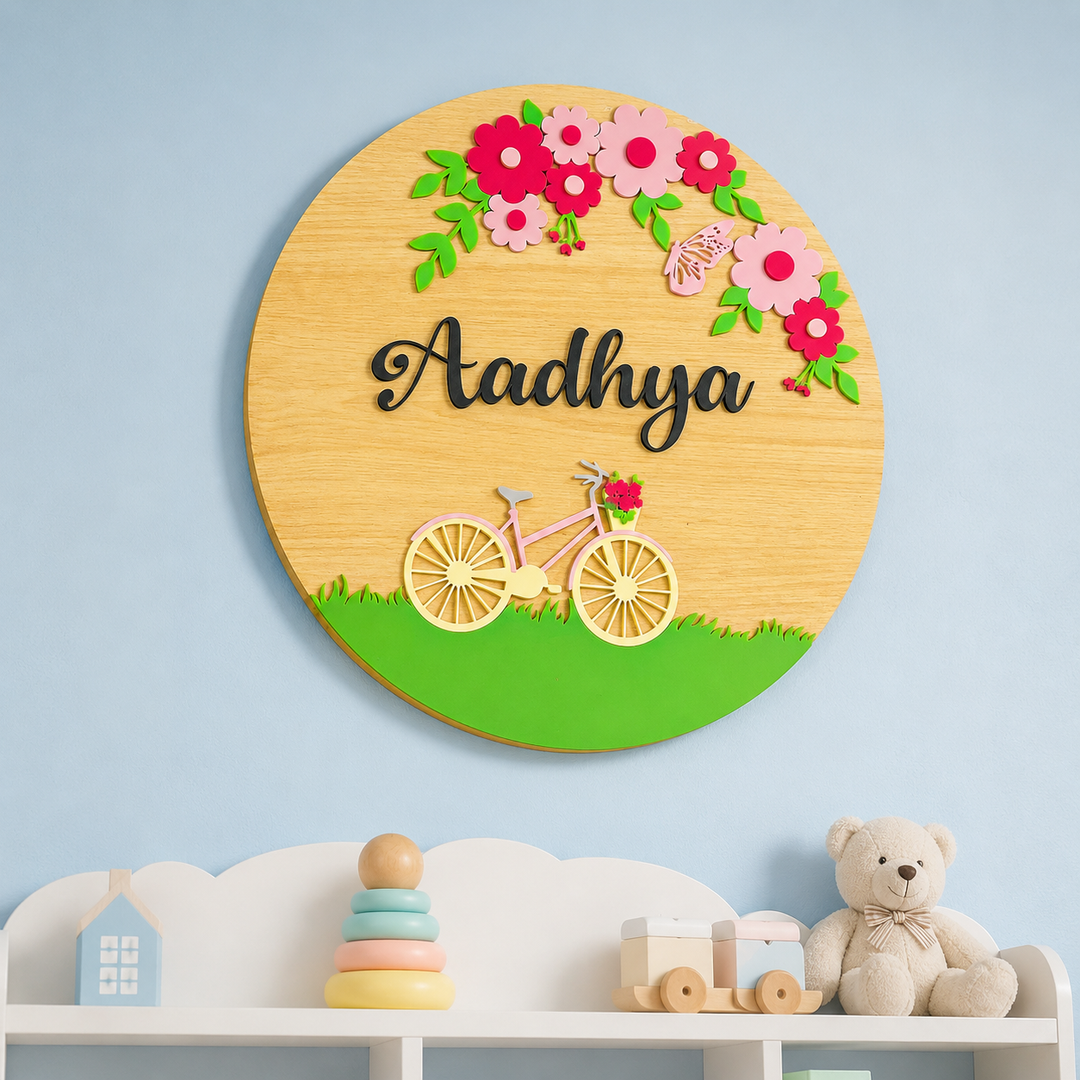 Floral Pedal Name Plaque