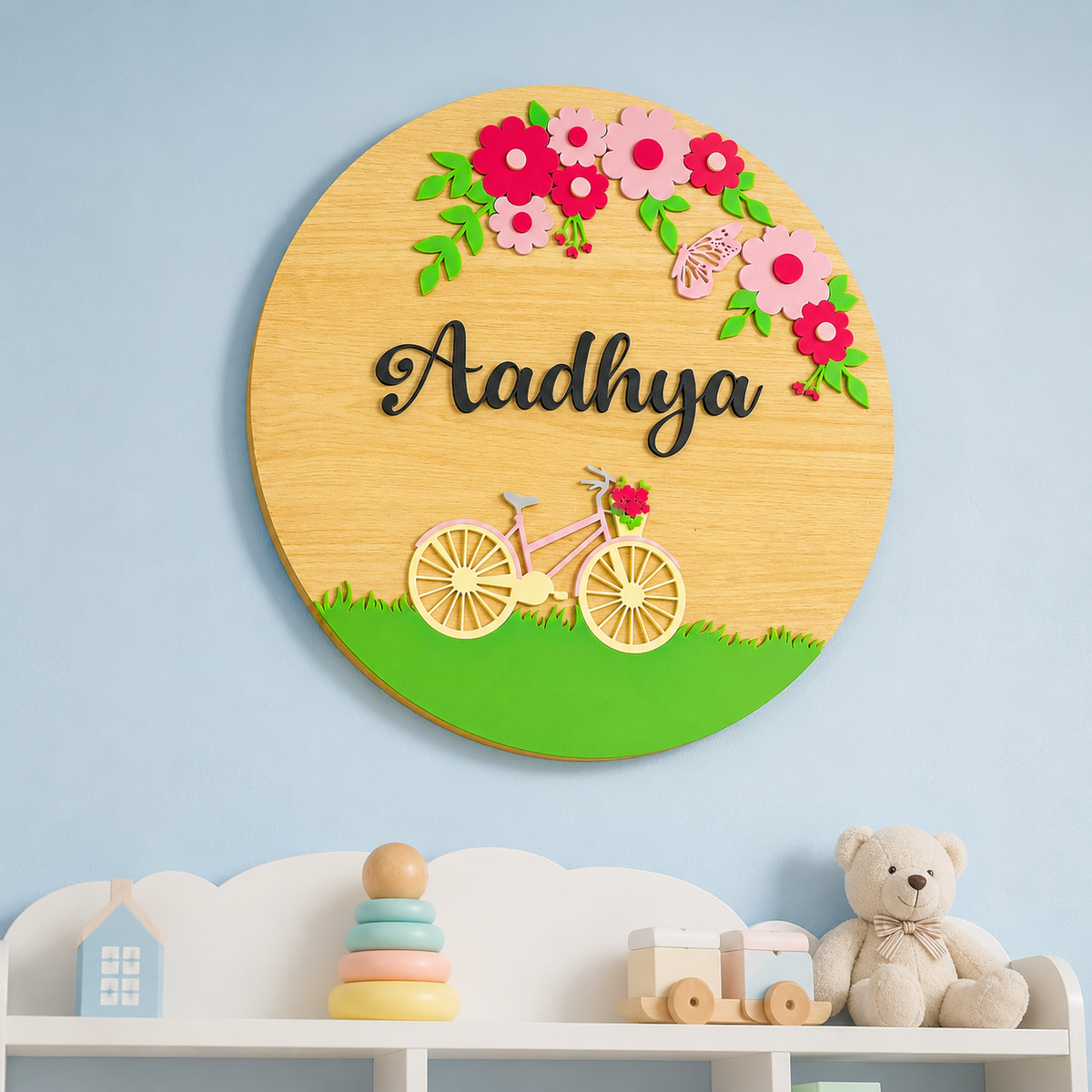 Floral Pedal Name Plaque