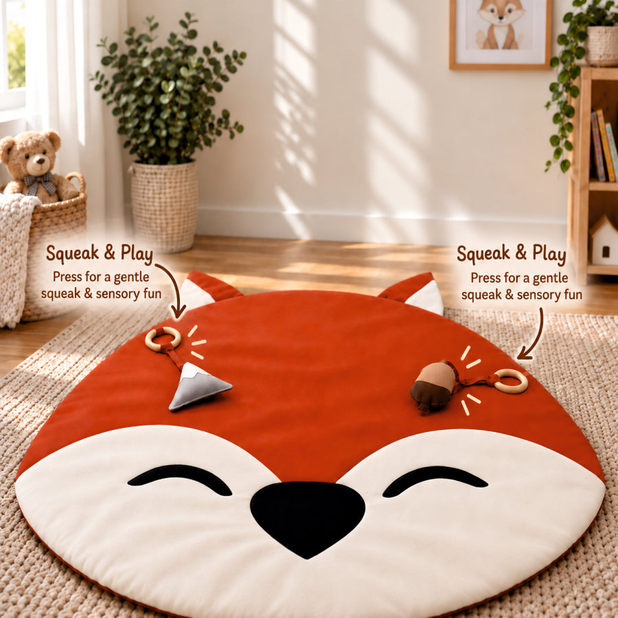 Fox & Friends – Woodland Wooden Baby Play Gym With Play Mat