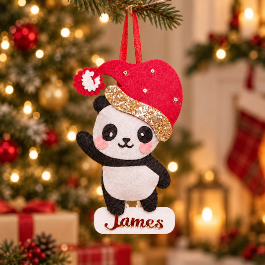 Frosty Panda Delight Felt Ornament
