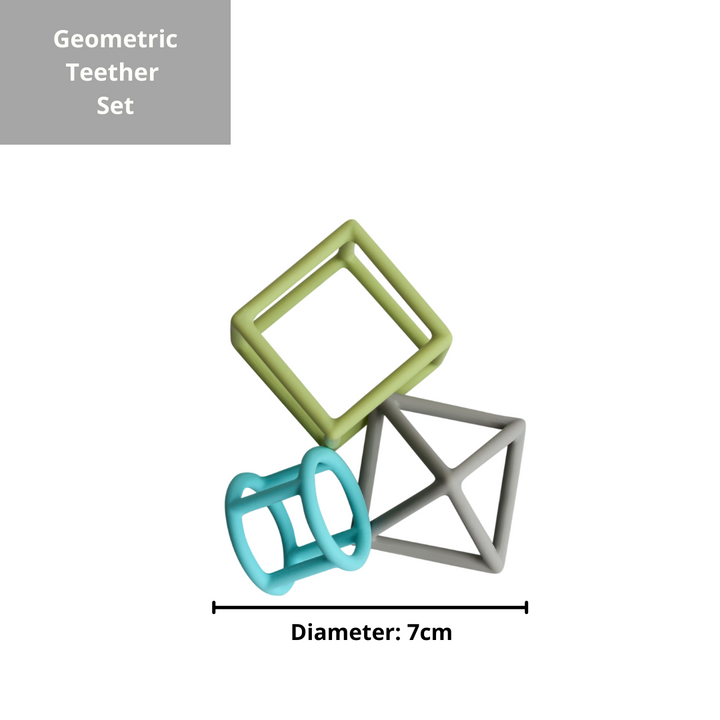 Geometric Teether Set- Blue/Green (Set of 3)