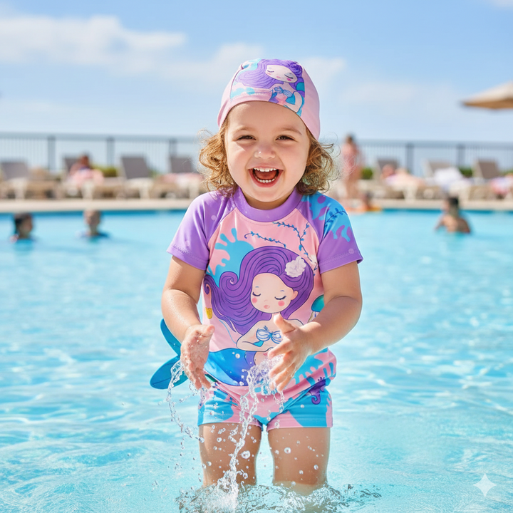Dreamy Mermaid Swimsuit Set with Cap