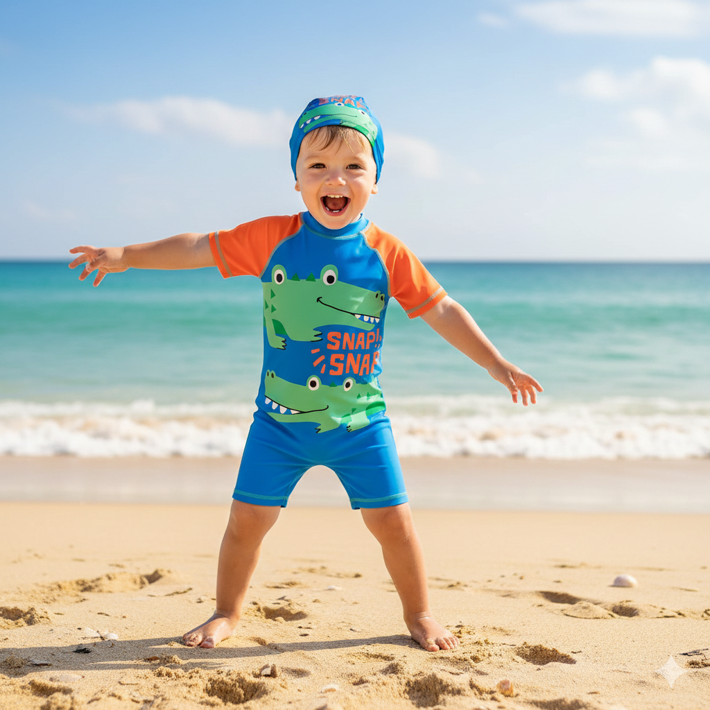 Snap Snap Croco Swim Set with Cap