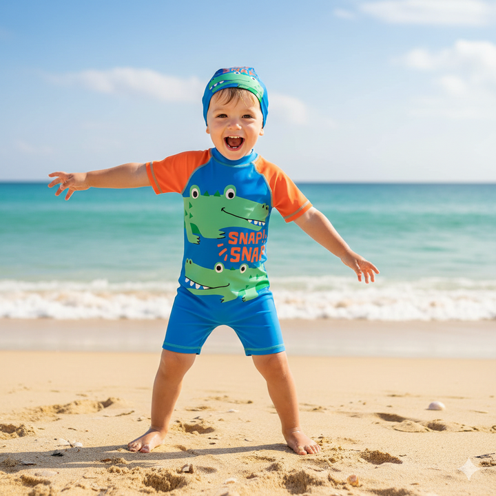 Snap Snap Croco Swim Set with Cap
