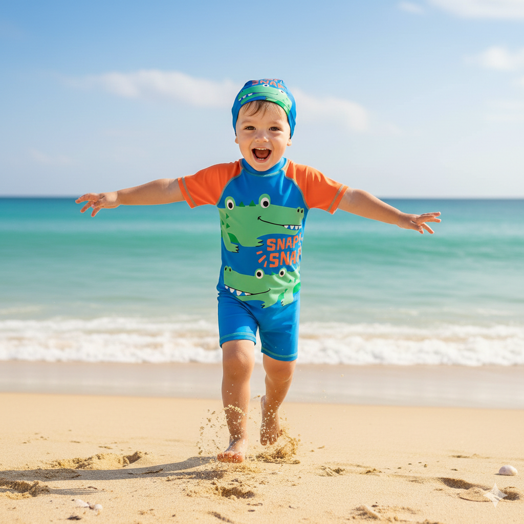 Snap Snap Croco Swim Set with Cap