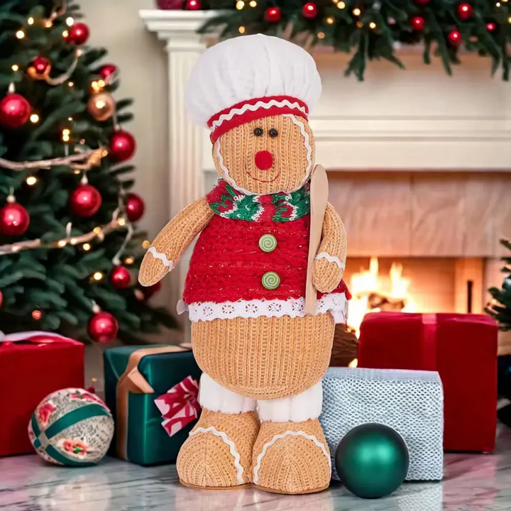 Babble Wrap 16" Handmade Knitted GingerBread Stuffed Figurine (Set of 2)