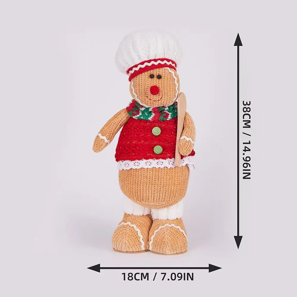Babble Wrap 16"Handmade Knitted GingerBread Stuffed Figurine (Chef Frosting)