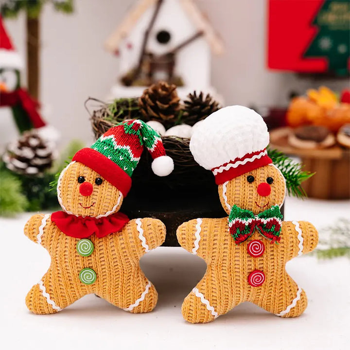 Babble Wrap Handmade Knitted GingerBread Ornaments (Set of 2)