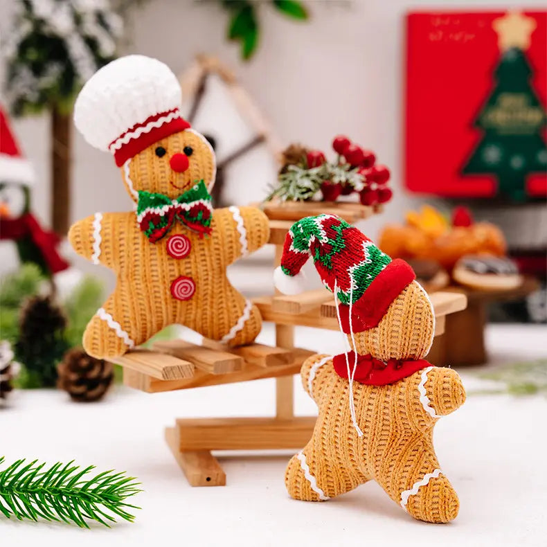 Babble Wrap Handmade Knitted GingerBread Ornaments (Set of 2)