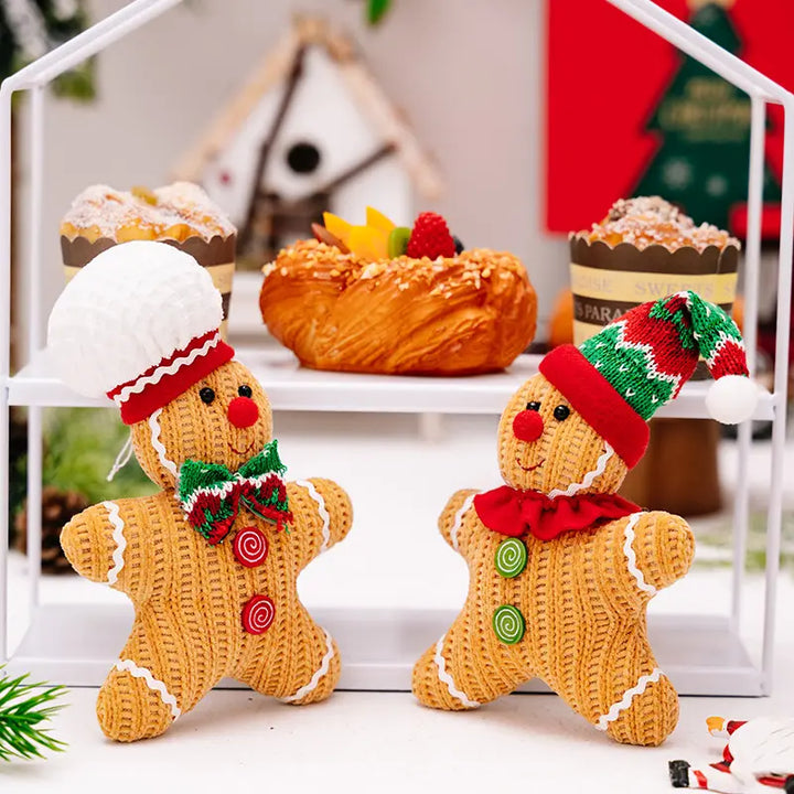 Babble Wrap Handmade Knitted GingerBread Ornaments (Set of 2)