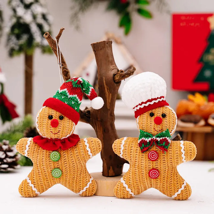 Babble Wrap Handmade Knitted GingerBread Ornaments (Set of 2)