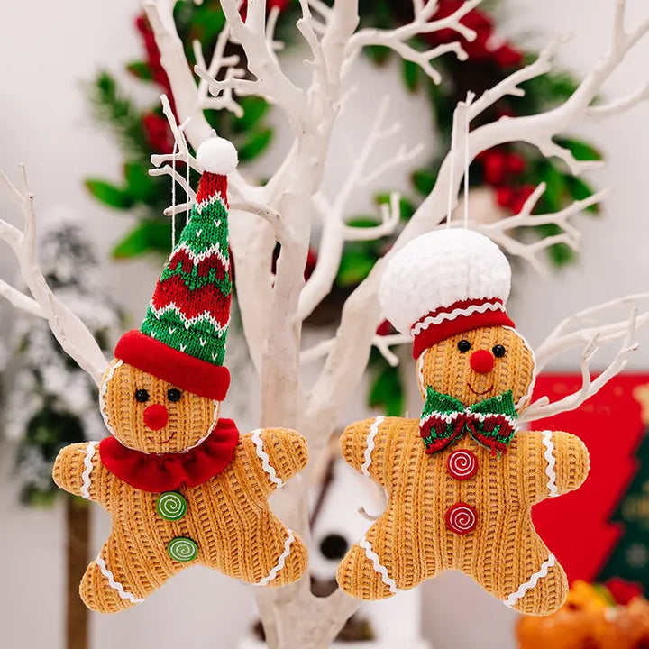 Babble Wrap Handmade Knitted GingerBread Ornaments (Set of 2)