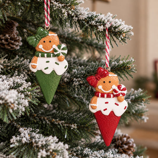 Gingerbread Scoops Christmas Ornaments - Set Of 2