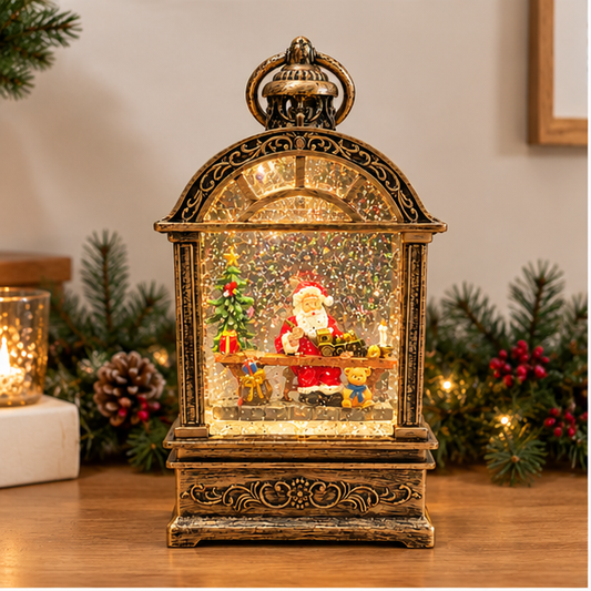 Glittering Santa Musical Light-Up Christmas Lantern