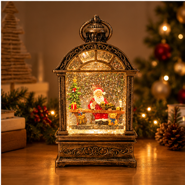 Glittering Santa Musical Light-Up Christmas Lantern