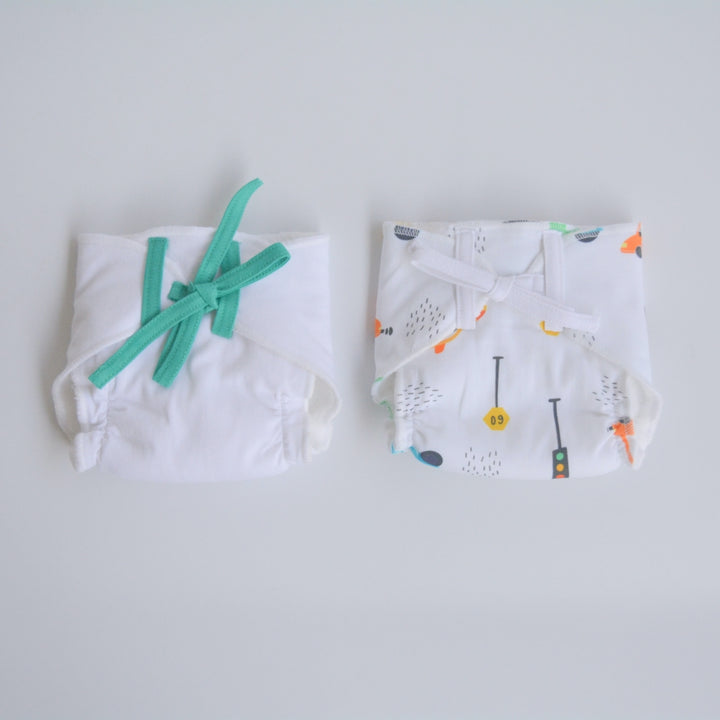 Green Hearts - Doodle Dry Nappies (Set of 2)