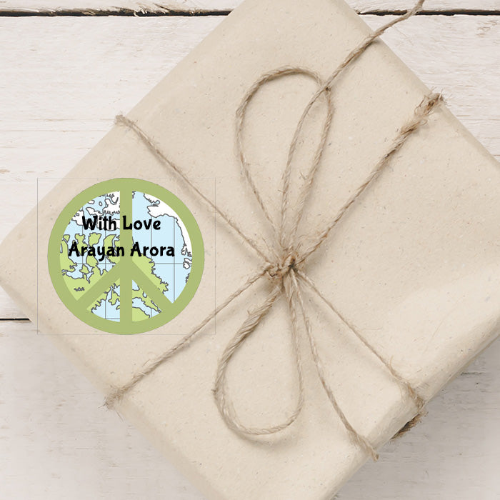 Personalised Gift Sticker - Green Peace Sign - Set of 60