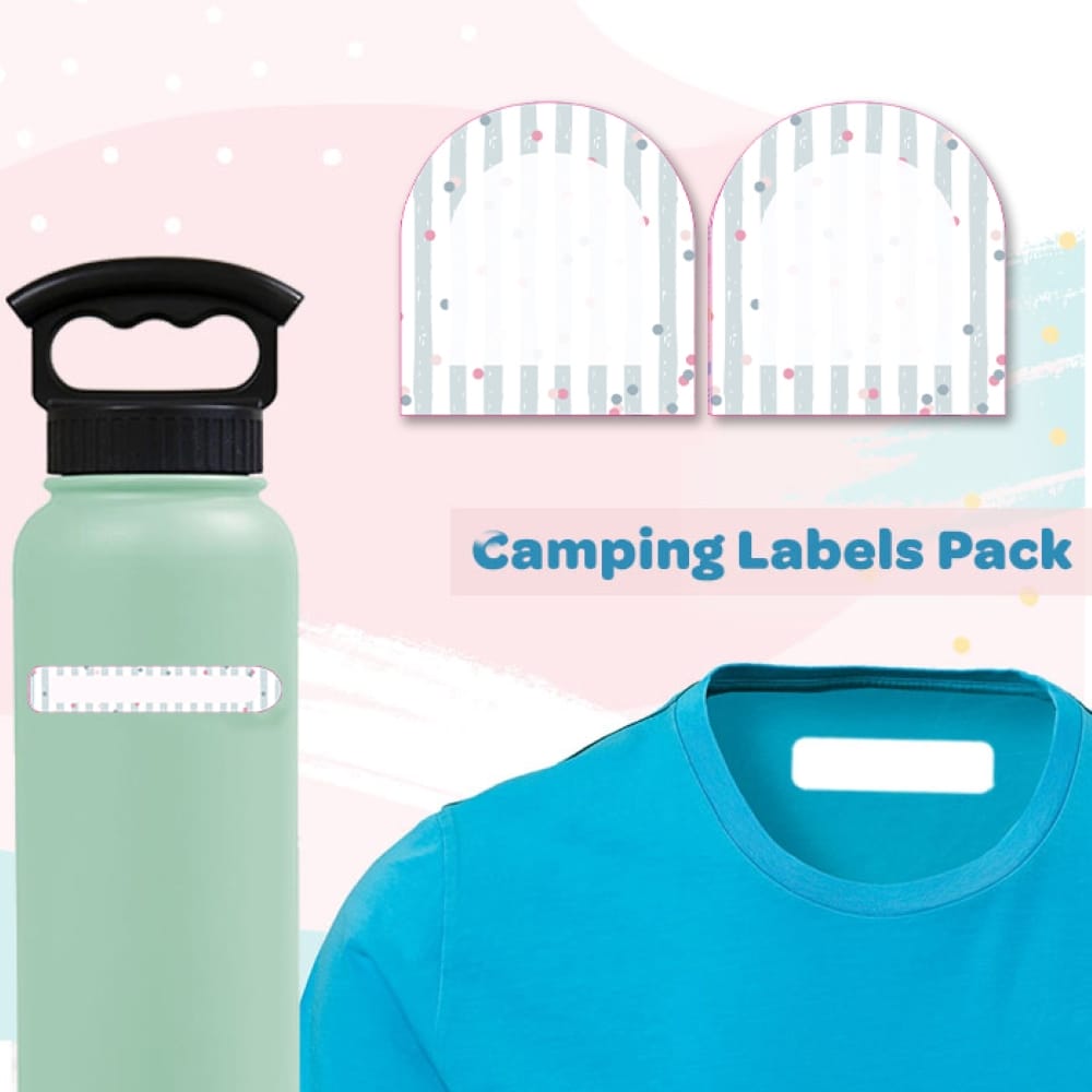 Grey Stripe Camping Labels Value Pack