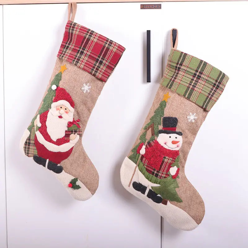 Babble Wrap Checkered Cheer Stocking (Chilly Snowman)