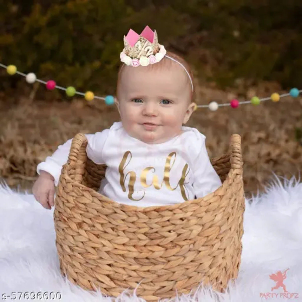Half Bday Crown Headband (Pink & Gold)