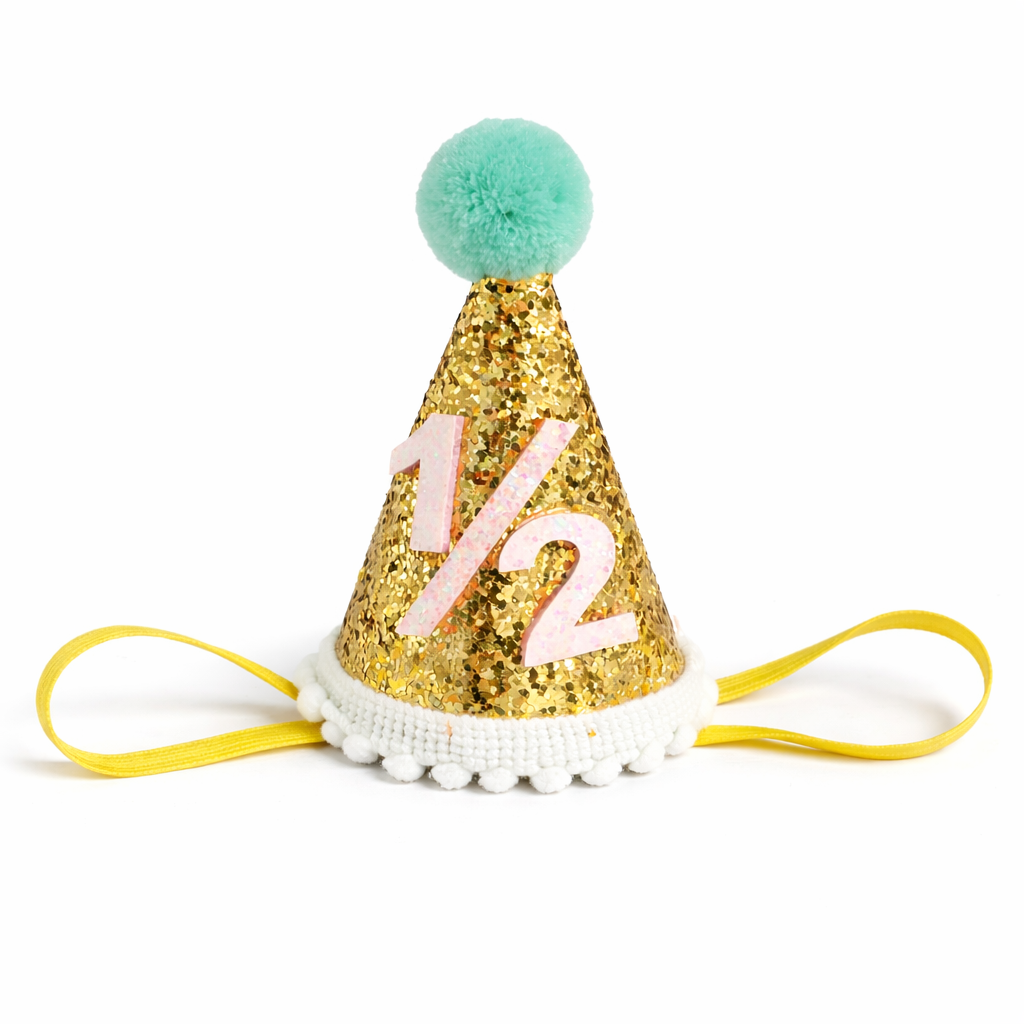 Half Bday Cone Headband(Gold & Mint)