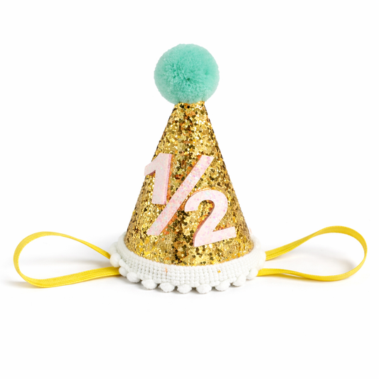 Half Bday Cone Headband(Gold & Mint)