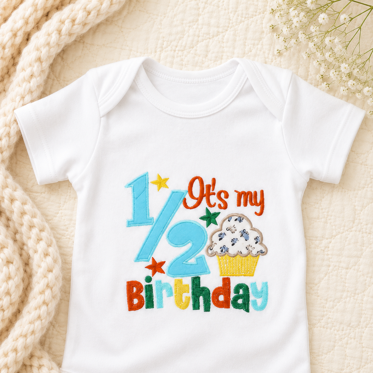Half Birthday Beaded Crown Romper-1