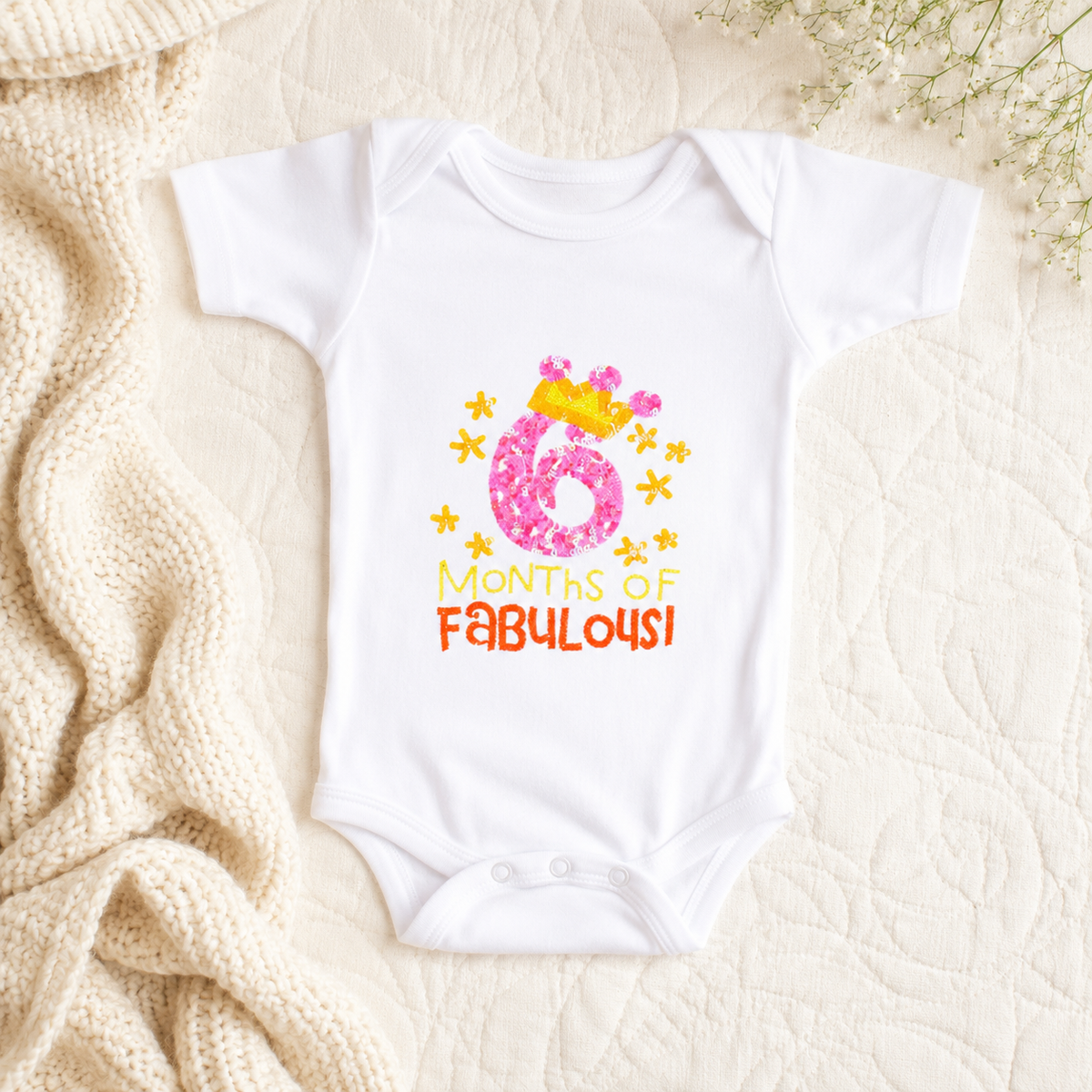 Half Birthday Beaded Crown Romper-2