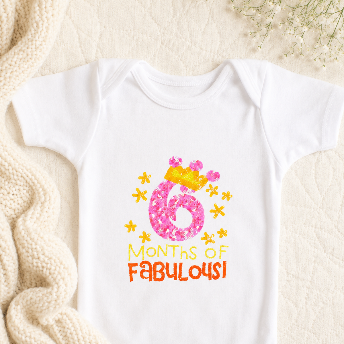 Half Birthday Beaded Crown Romper-2