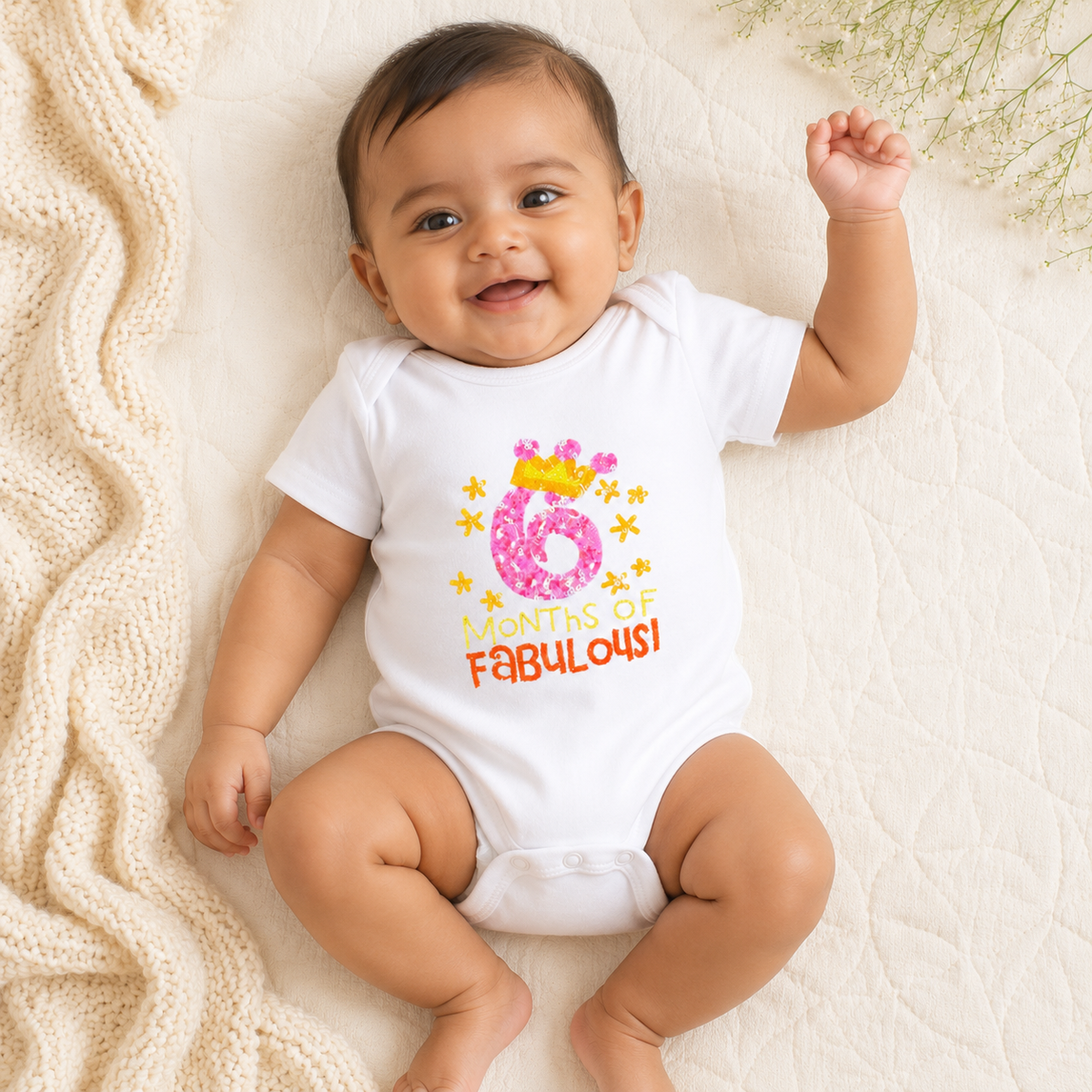 Half Birthday Beaded Crown Romper-2