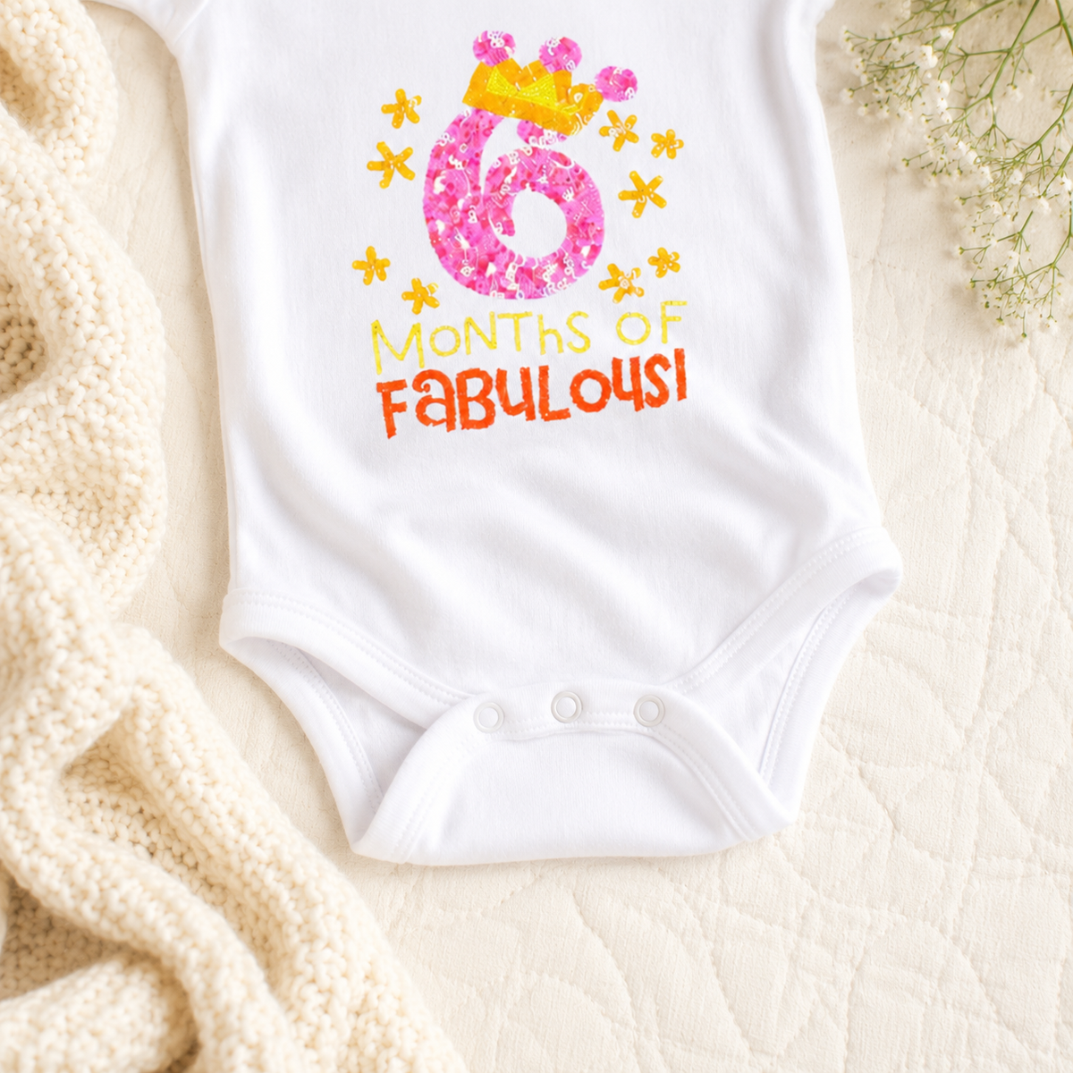 Half Birthday Beaded Crown Romper-2