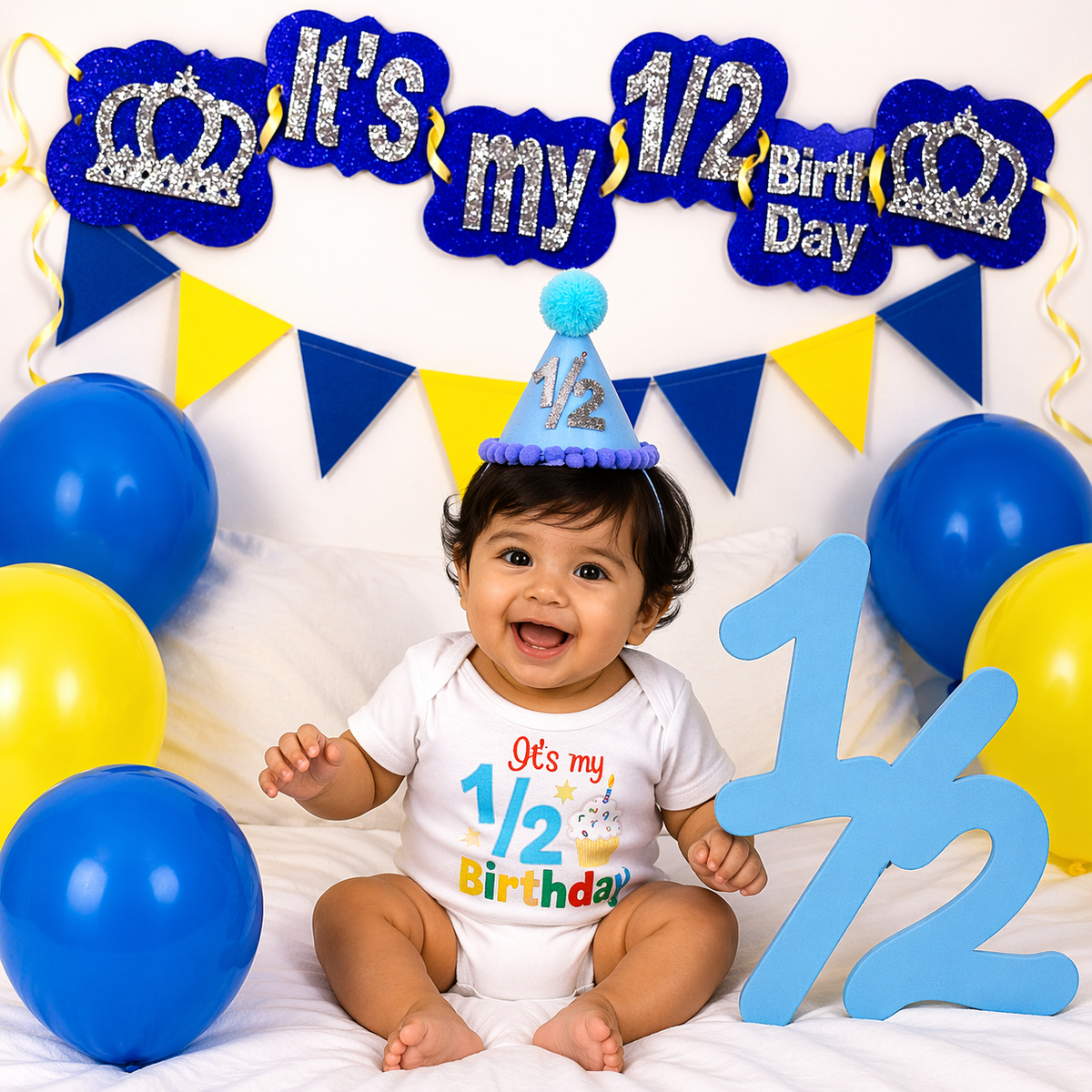 Half Birthday Cupcake Set - Blue