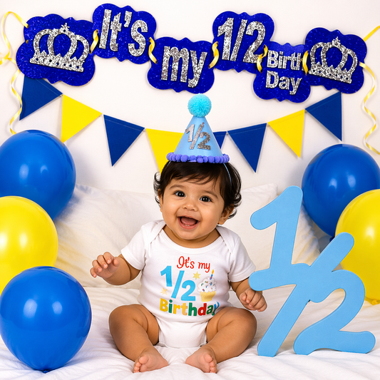 Half Birthday Cupcake Set - Blue