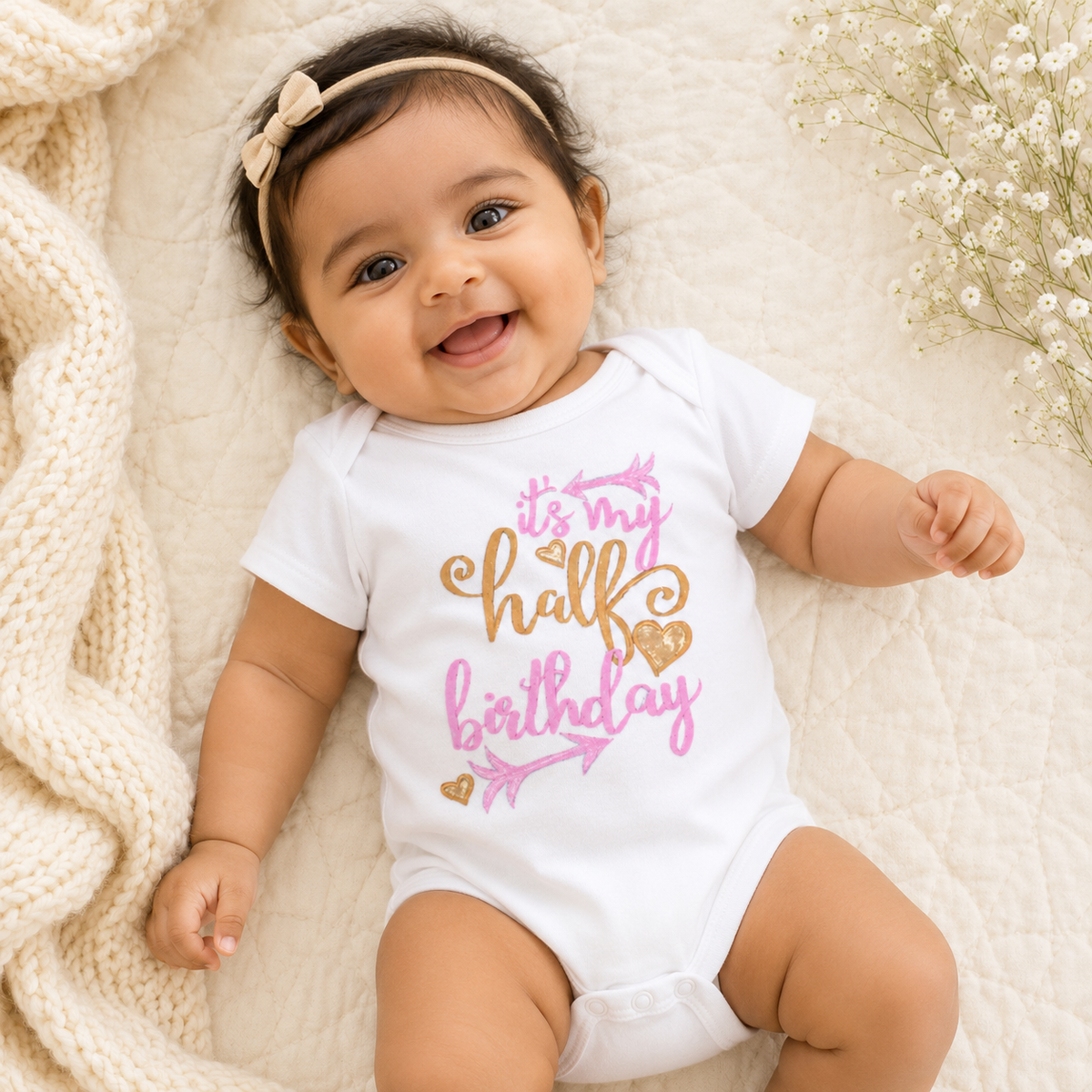 Half Birthday Cupid Romper
