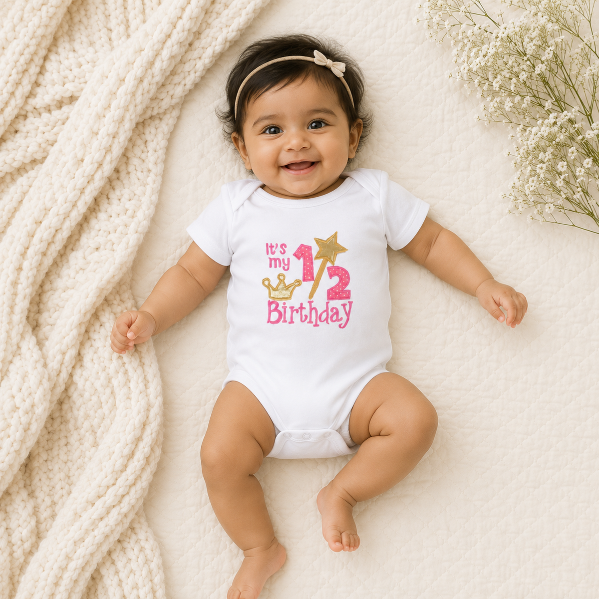 Half Birthday Magical Romper - Pink