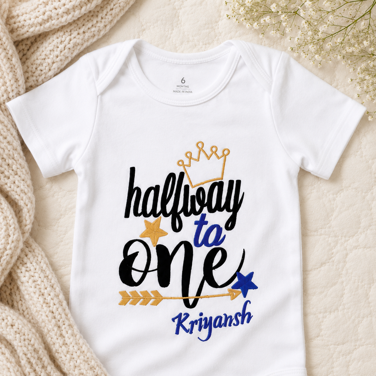 Half Way To One - Crown Romper