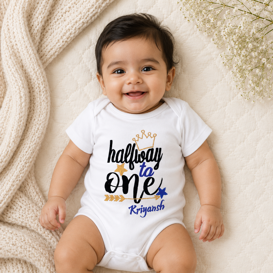 Half Way To One - Crown Romper