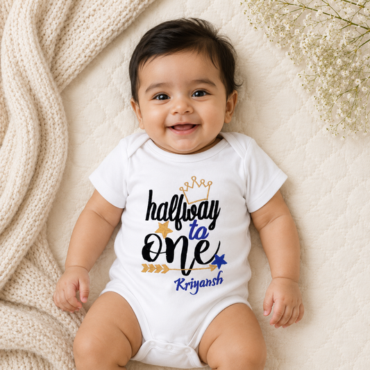 Half Way To One - Crown Romper