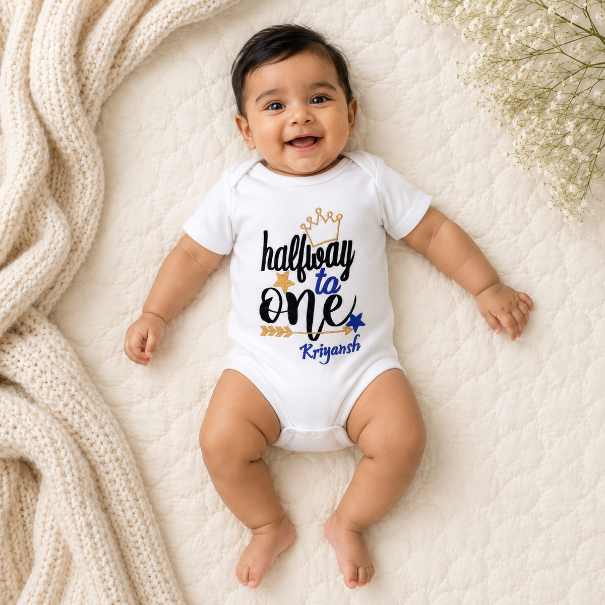 Half Way To One - Crown Romper