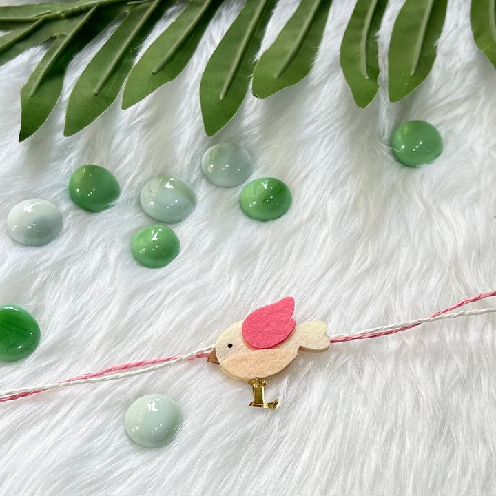 Babble Wrap Handmade Felt Rakhi With Initials - Birdie Bonds