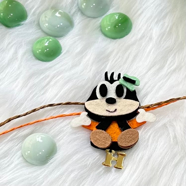 Babble Wrap Handmade Felt Rakhi With Initials - Goofy