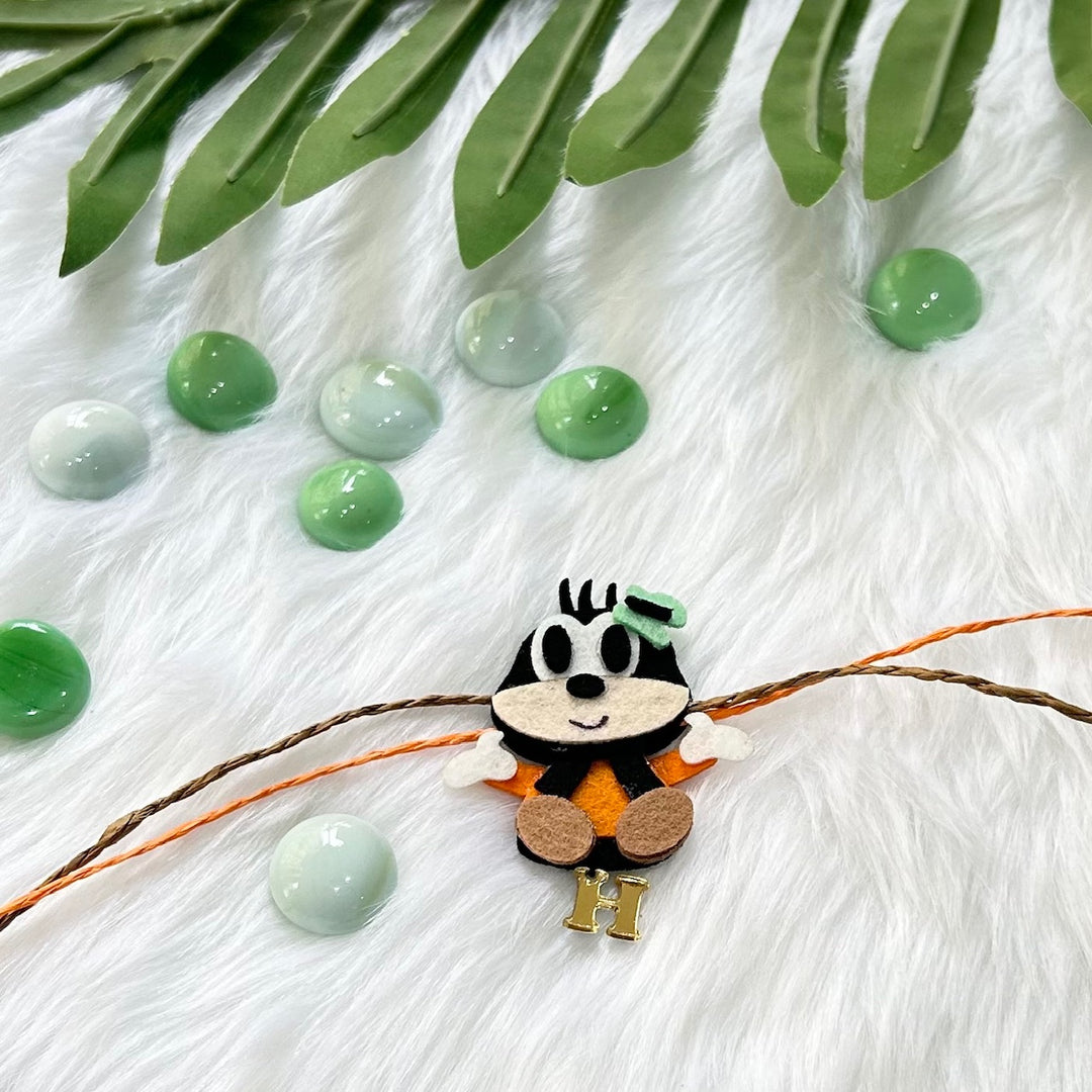 Babble Wrap Handmade Felt Rakhi With Initials - Goofy