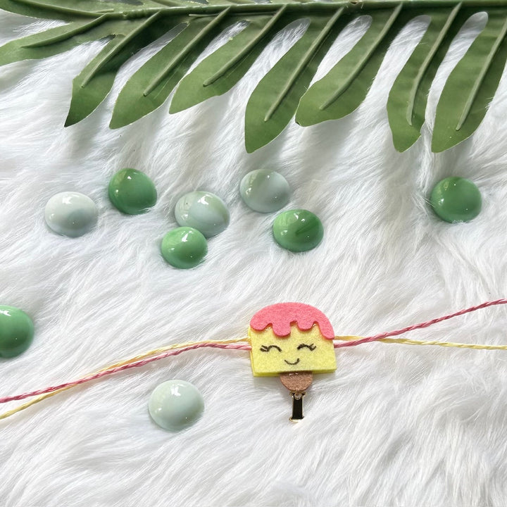 Babble Wrap Handmade Felt Rakhi With Initials - IceCream