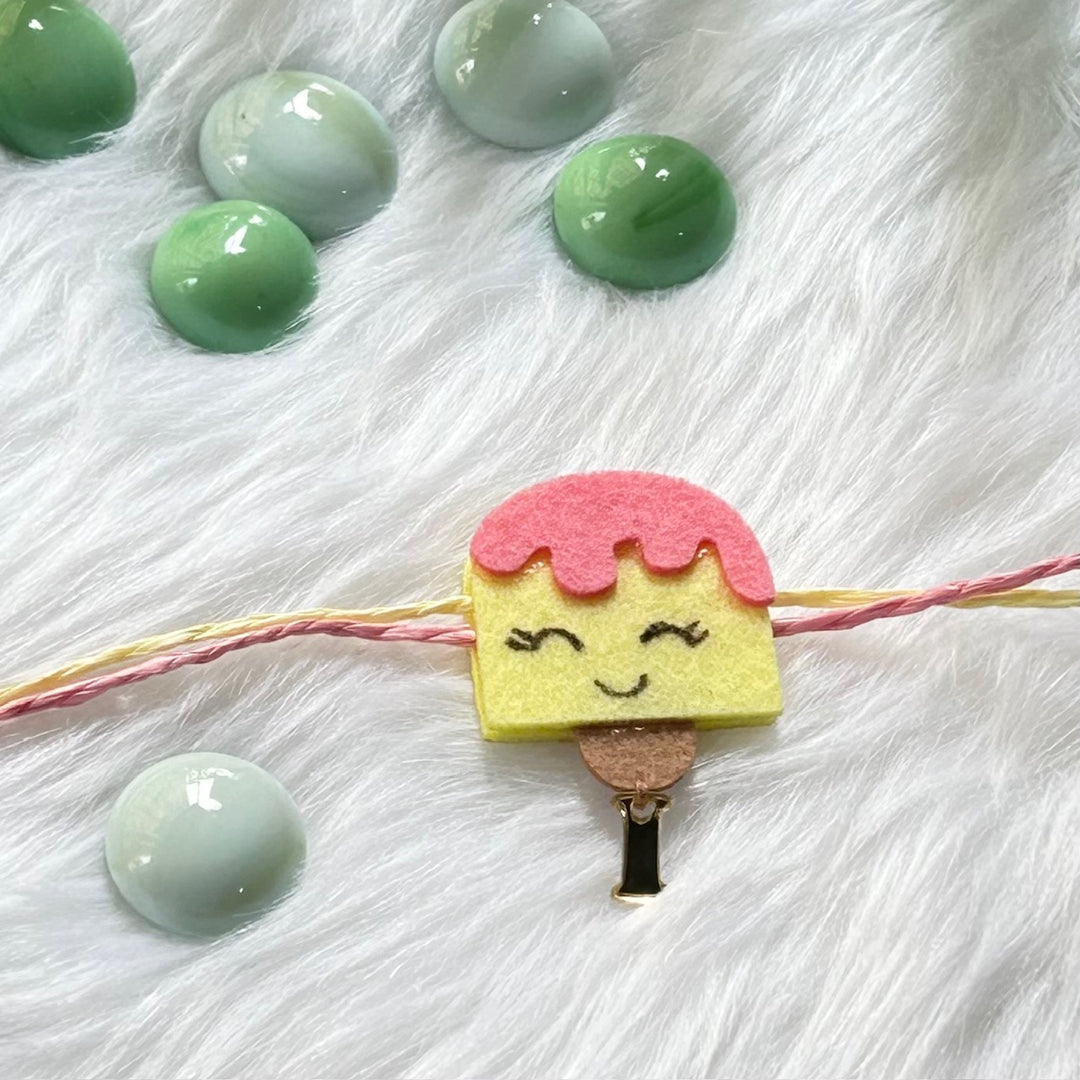 Babble Wrap Handmade Felt Rakhi With Initials - IceCream